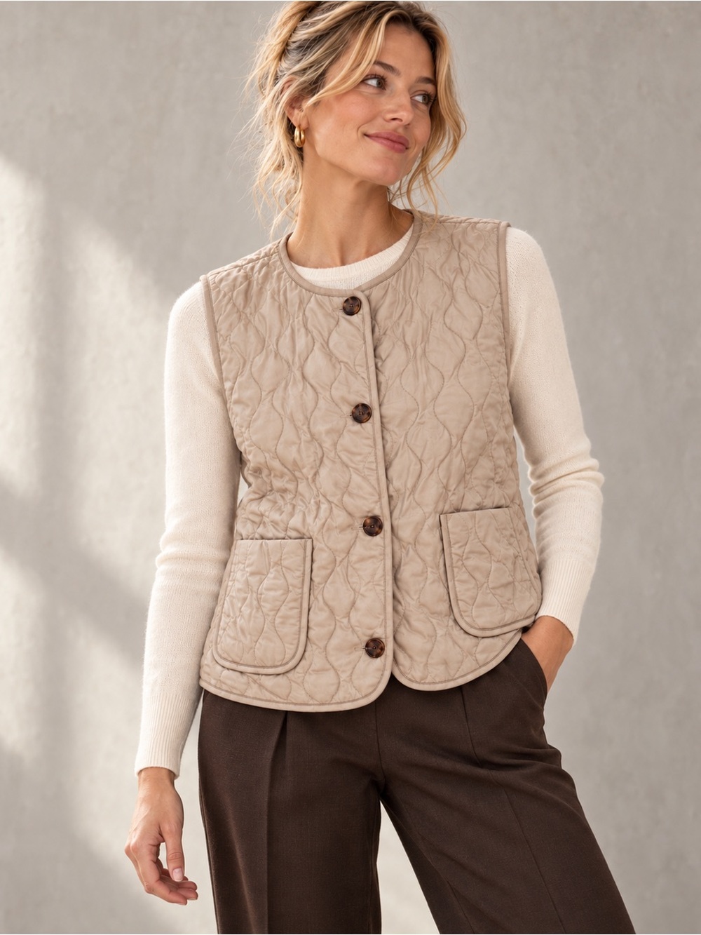 Varley Karla Quilted Gilet Preppy Vest | Size S